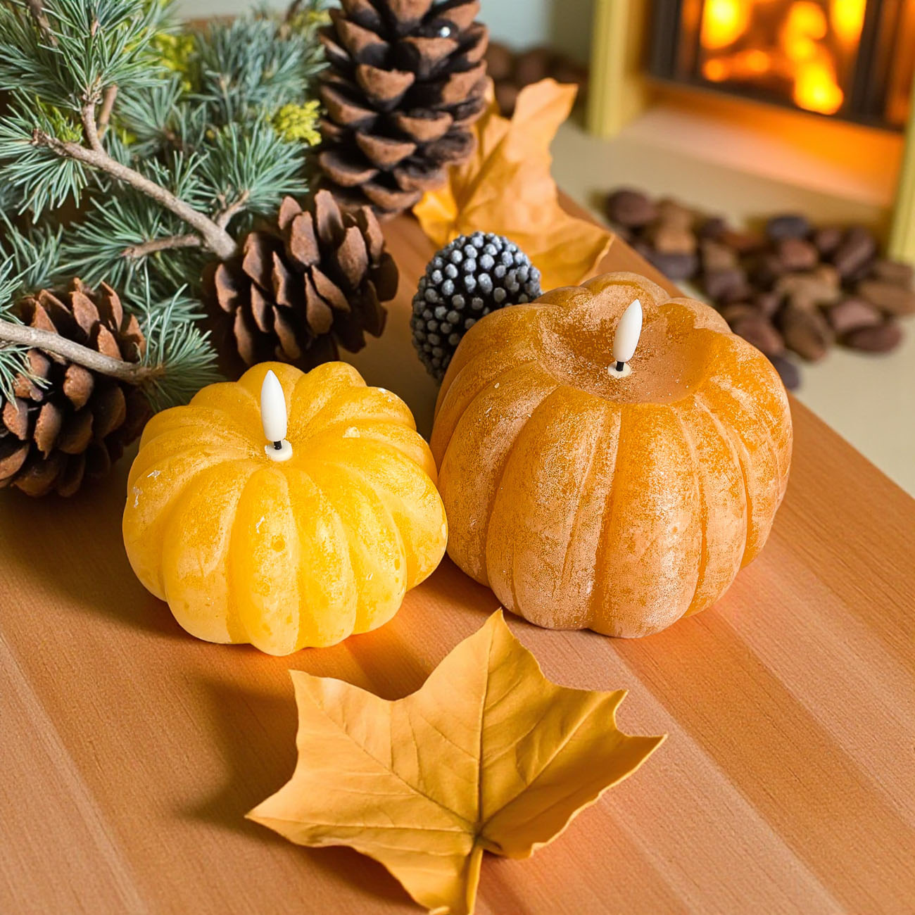 LED pumpkin candles rustic farmhouse style
flameless candles that look like real pumpkins