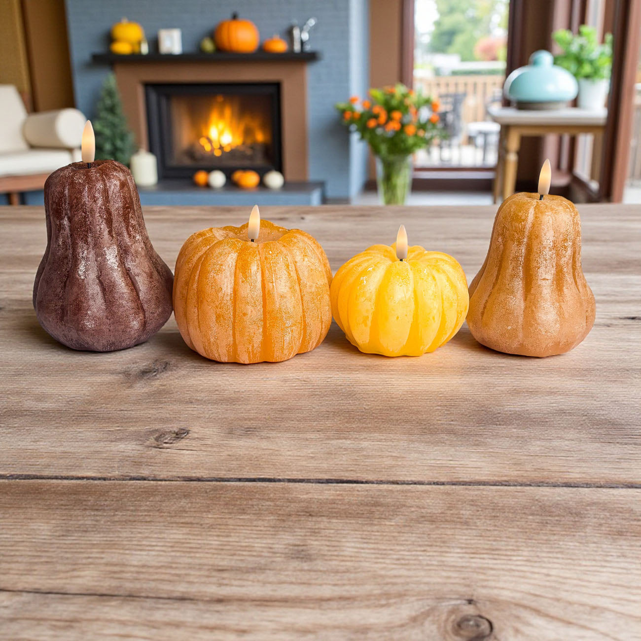 autumn harvest table decor with LED glow
Wax Pumpkin Decorations
Wax Gourd Decorations
Pretend Candles for Thanksgiving