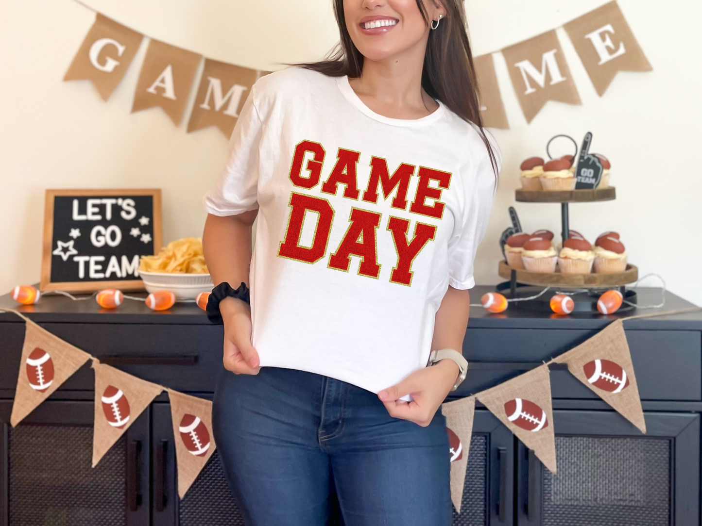 Game Day White Graphic Tee in Multiple Colors