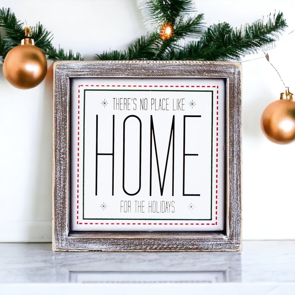 Farmhouse Christmas signs wooden, no place like home for holidays sign