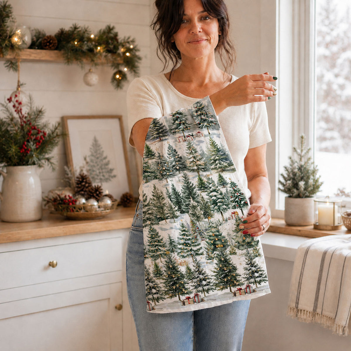 absorbent kitchen towel with winter tree design
cotton dish towel winter forest print kitchen use
durable kitchen towel christmas tree pattern
everyday dish towel winter trees design
multi purpose kitchen towel holiday forest print
kitchen cleaning towel winter decor design