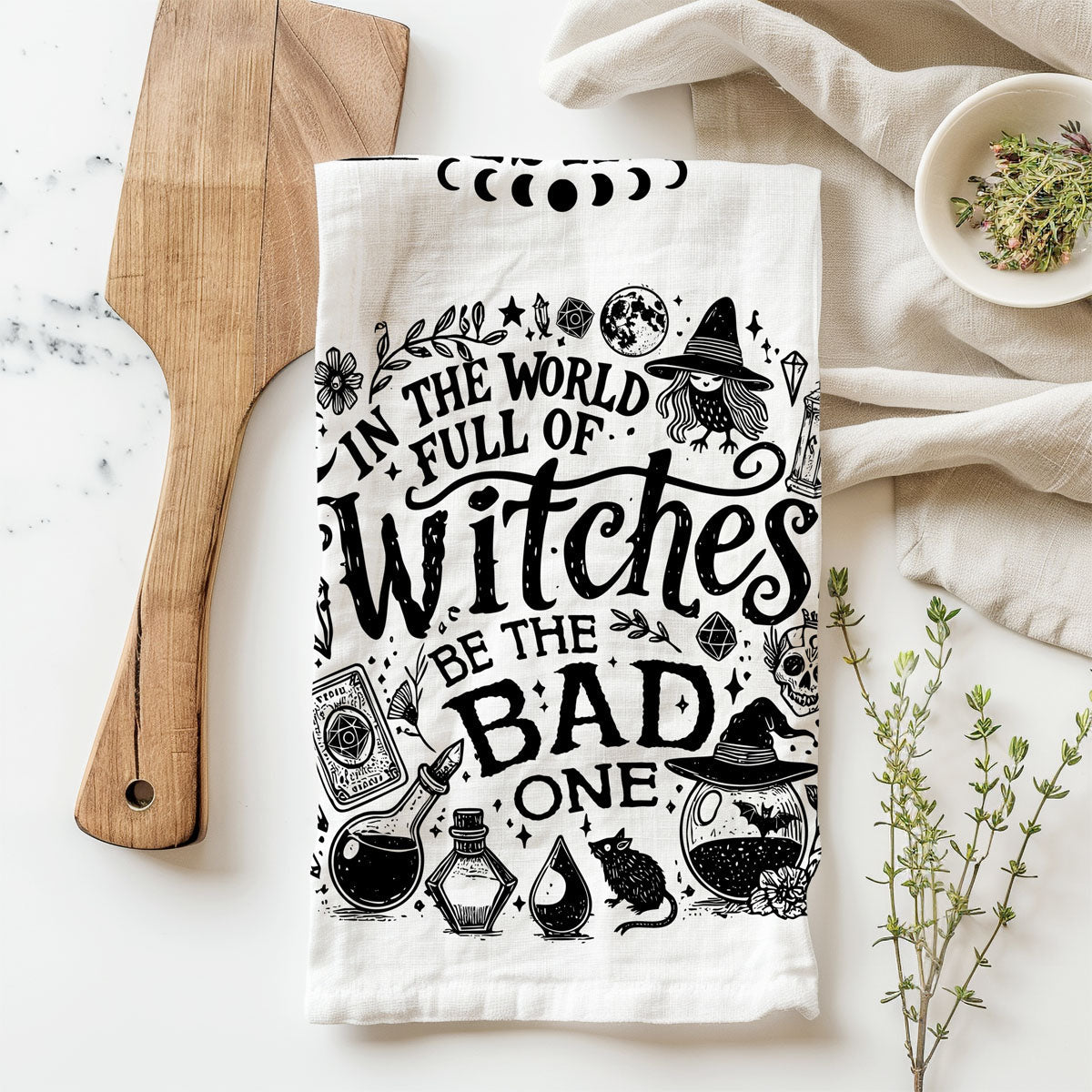 Funny halloween hostess gift sarcastic witch towel
humorous witch saying dish towel for fall decorating
witty witch quote kitchen towel for halloween parties
funny witch home décor accent for coffee bar
