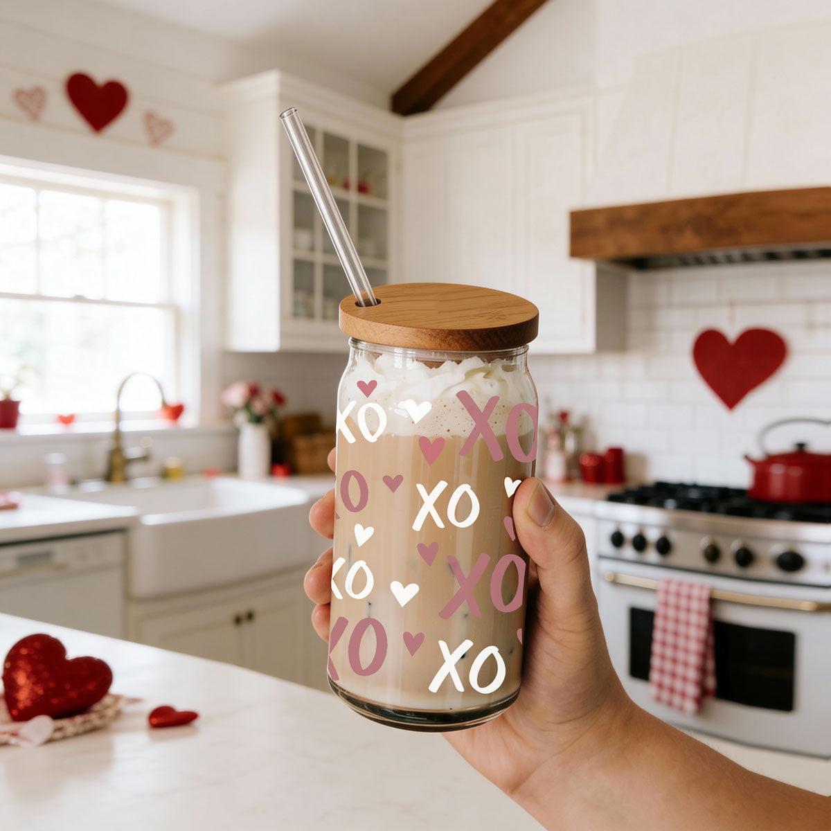 Playful 20oz glass cups, bamboo lid, pink XO’s and hearts.
Fun pink XO’s and hearts 20oz glass cups with bamboo lid.
Adorable 20oz glass cups with bamboo lid, XO’s and hearts design.
20oz glass cups with bamboo lid, featuring pink XO’s and hearts.