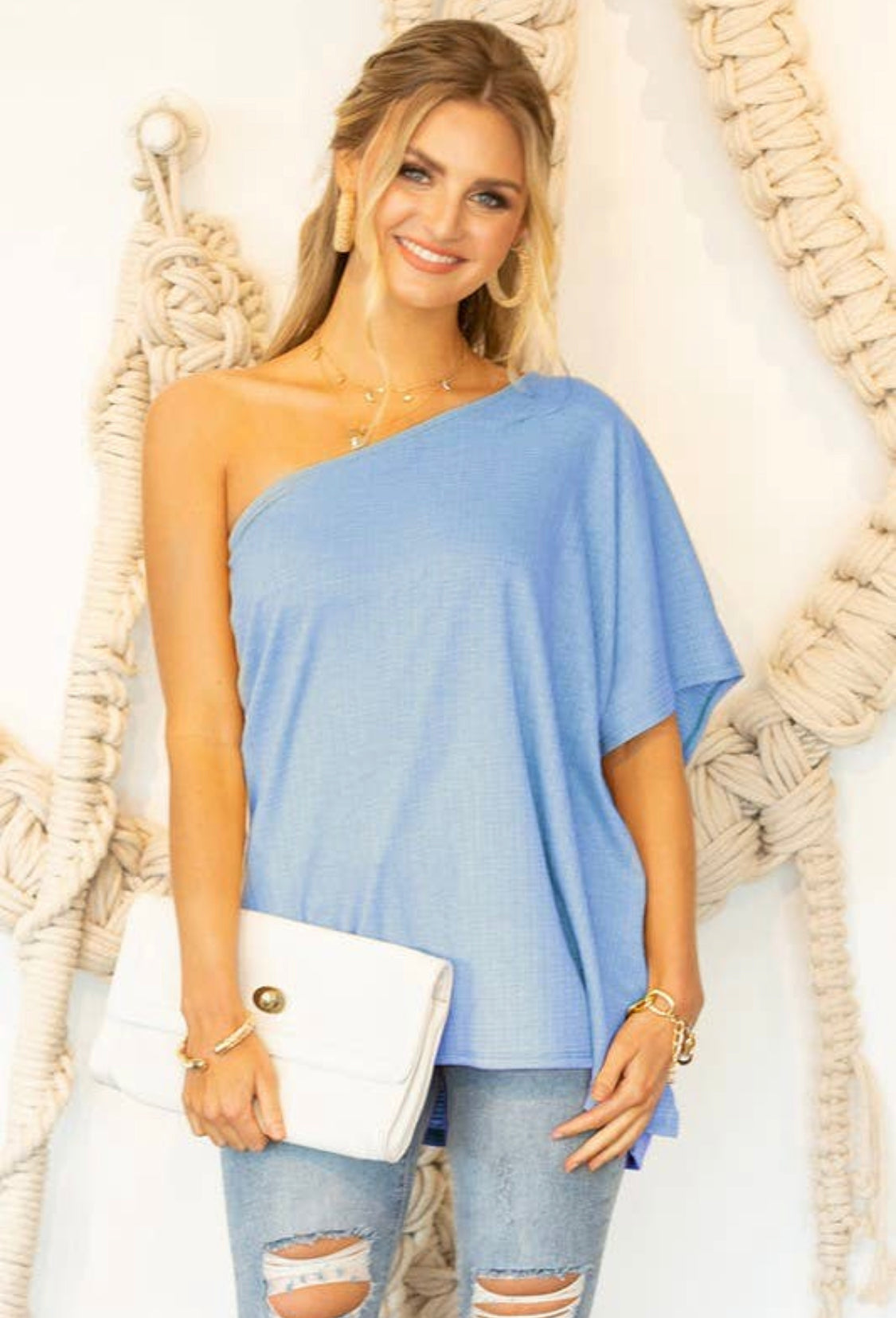 ONE SHOULDER DRAPED TOP (Additional Colors Available)