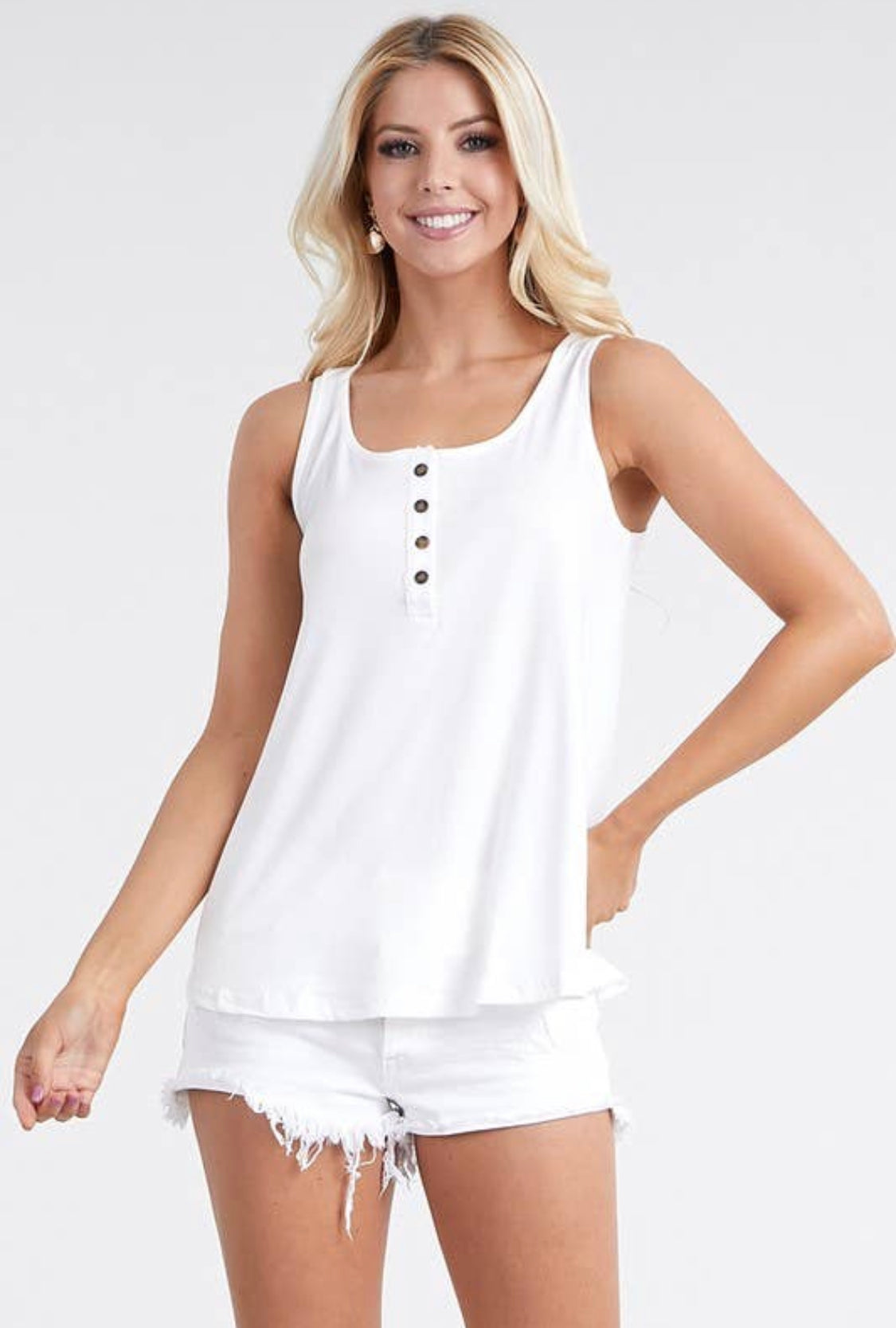 LOOSE FIT BUTTON TANK TOP (Additional Colors Available)