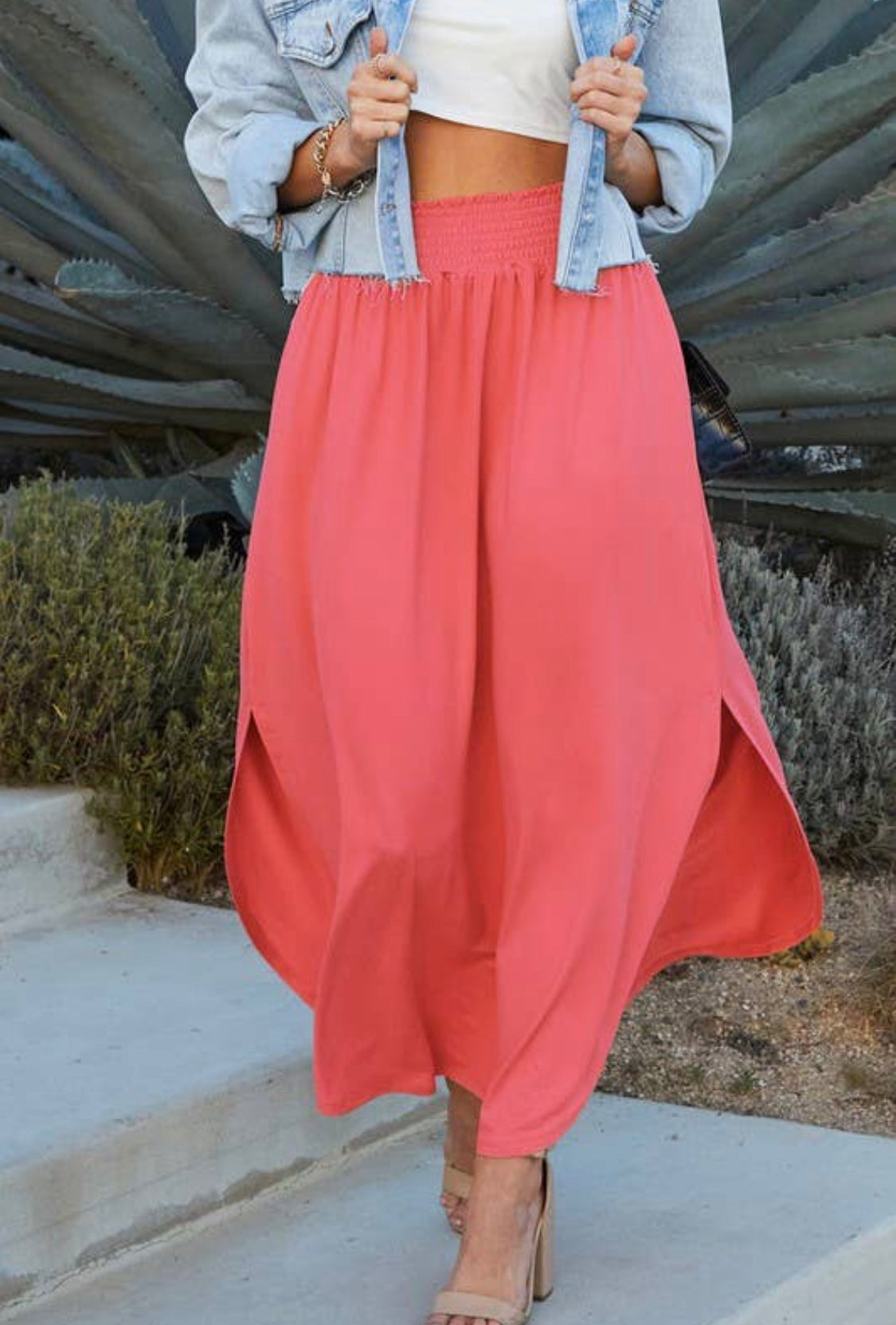 Smocking Waist Maxi Skirt (Additional Colors Available)