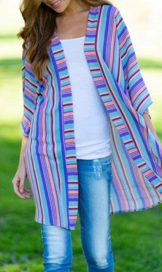 Vertical Stripe Kimono