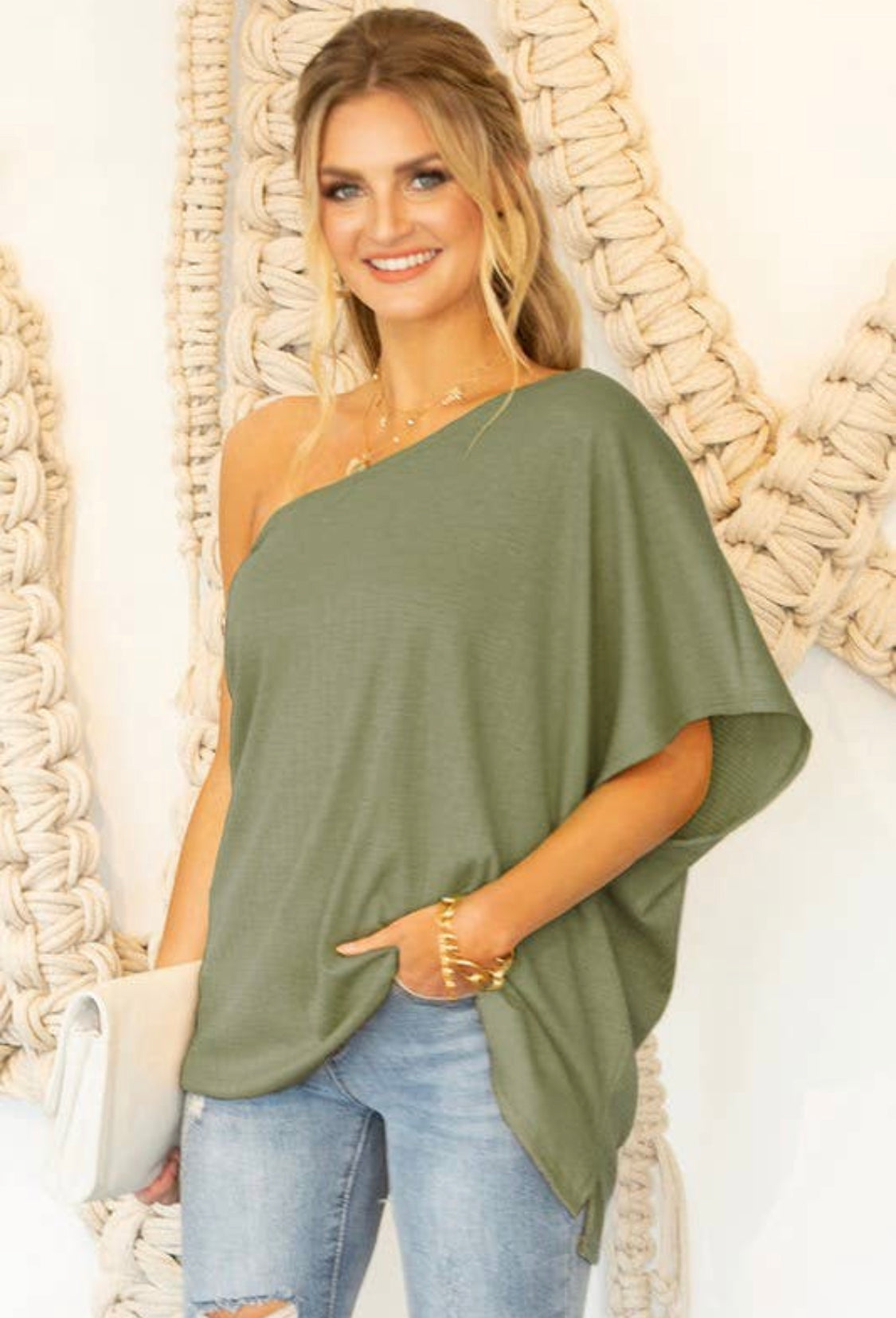 ONE SHOULDER DRAPED TOP (Additional Colors Available)
